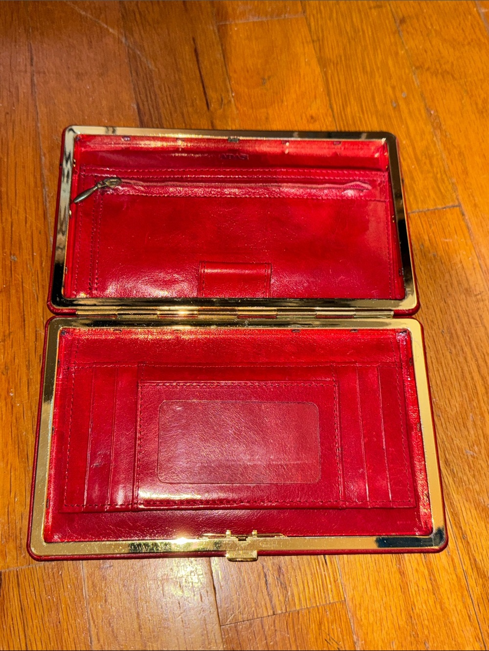 vintage Abas red leather bifold wallet and clutch organizer DL WINDOW